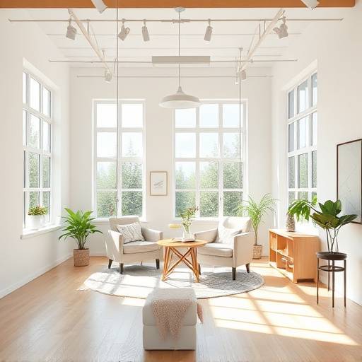 Bright and airy studio with large windows and natural light
