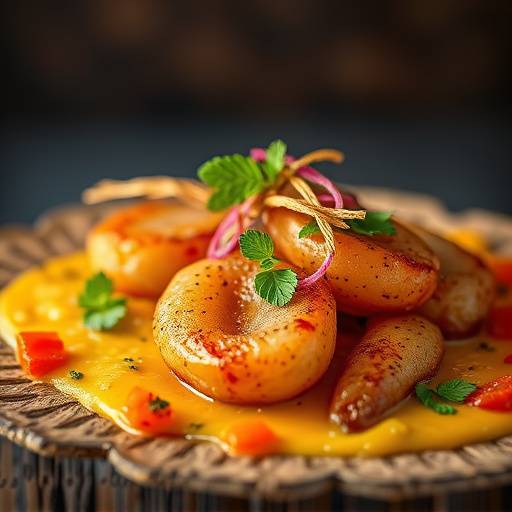 Food photography of a gourmet dish with vibrant colors and textures