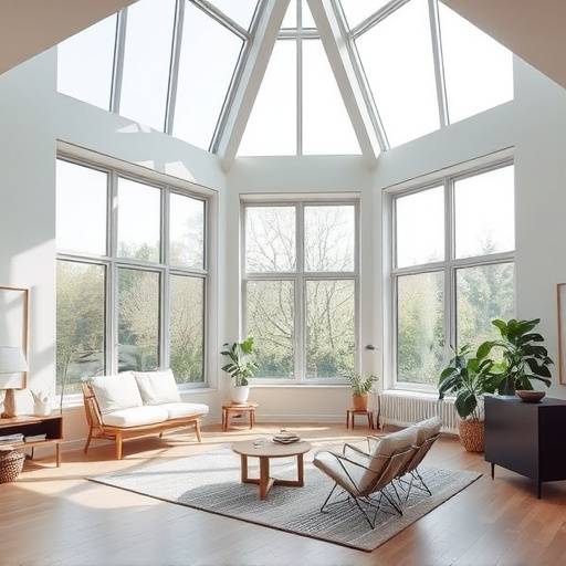 Interior of the 'Zenith' studio with large windows and minimalist decor